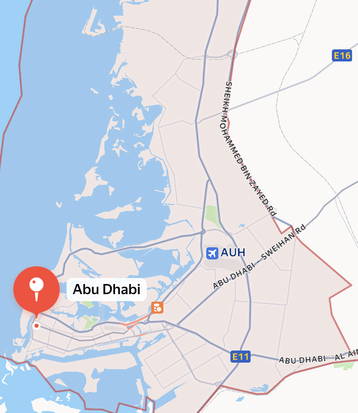 Delivery zone map of Abu Dhabi