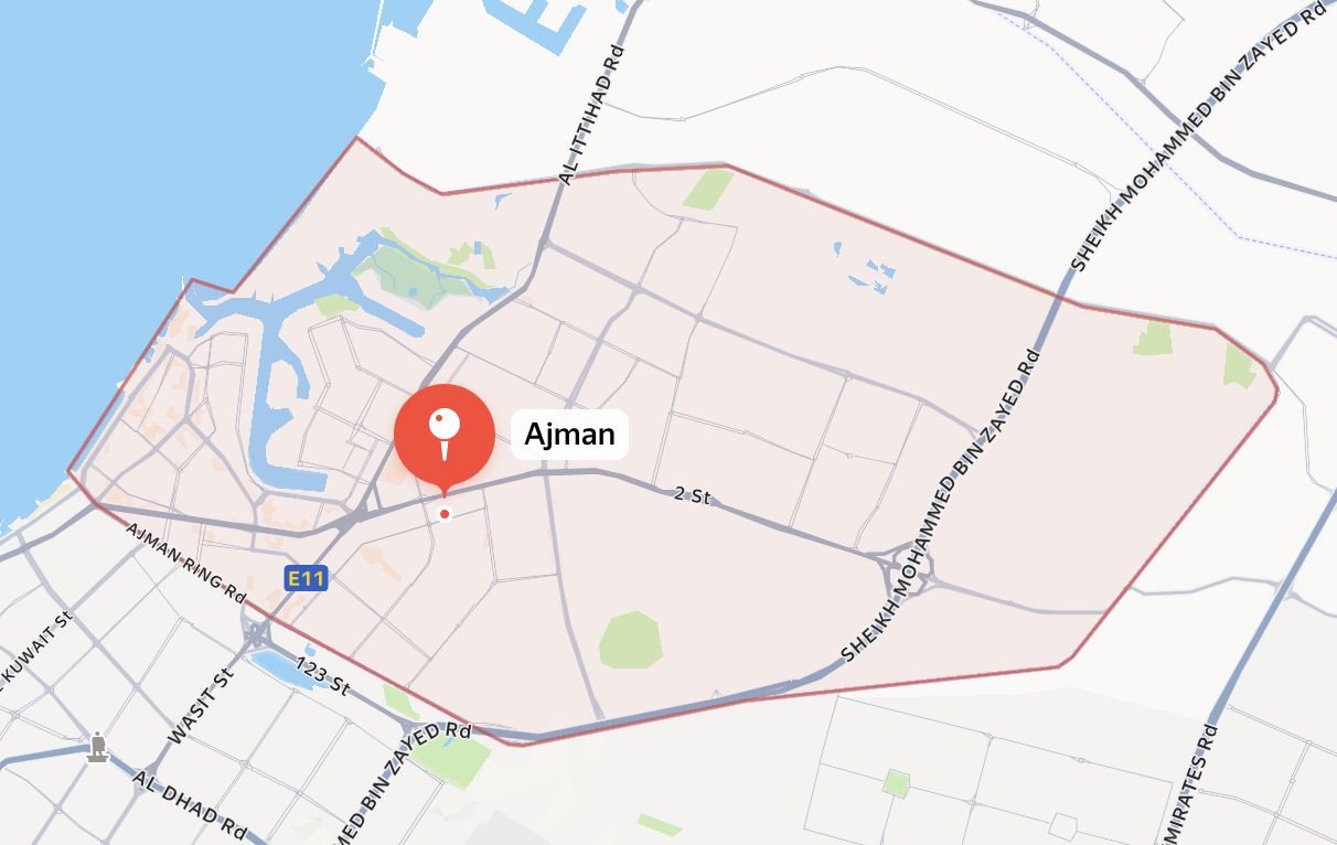 Delivery zone map of Ajman