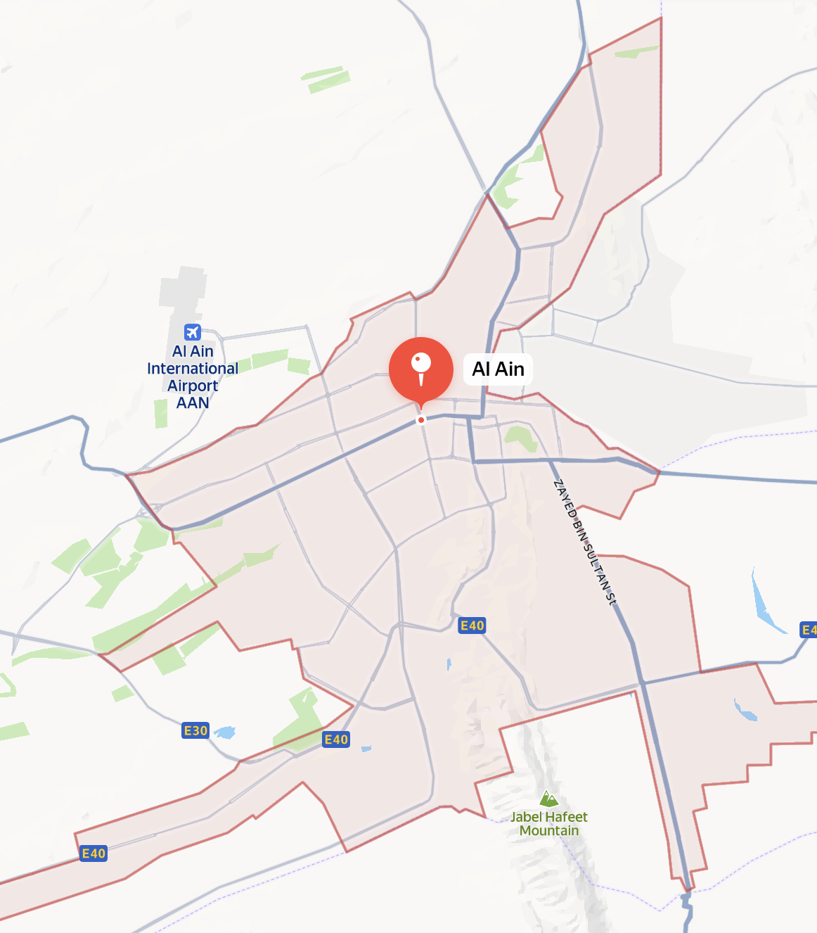 Delivery zone map of Al Ain