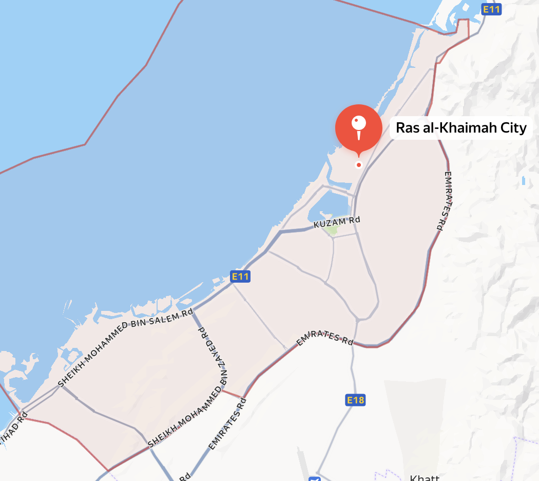 Delivery zone map of Ras Al Khaimah